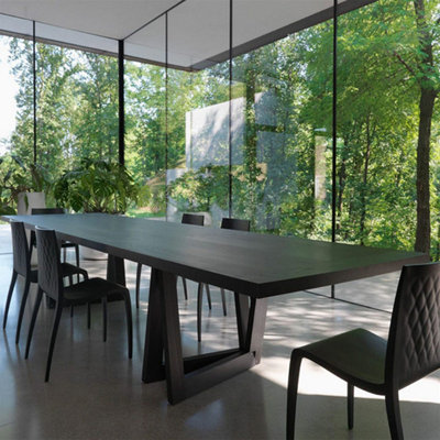 Table de salle à manger longue vintage de style industriel minimaliste, 120 cm (47,24 po), en pin massif, avec piètement carré en fer et pieds en X – Idéale pour la maison, les salles à manger, les salons de thé ou les bureaux.