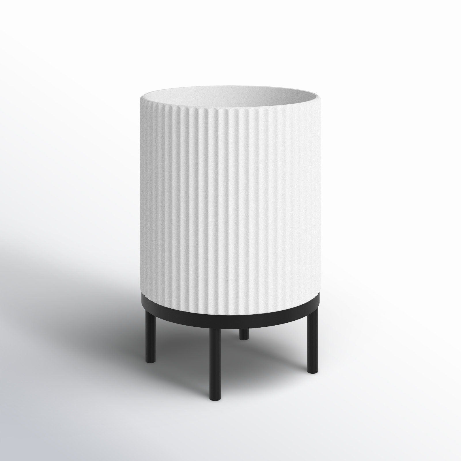 Demi Pot Planter, 1, White/Black, 22" H x 14.75" W x 14.75" D