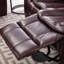 Fauteuil inclinable manuel en cuir pour le salon, cuir respirant, brun foncé, siège à deux couches avec ressorts ensachés, siège en éponge haute densité, dossier en mousse, bois massif et structure en métal, rangement