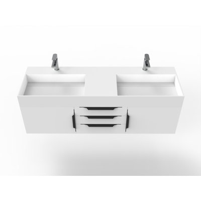 Russett 60'' Double Bathroom Vanity with Solid Surface Top