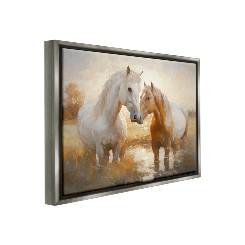 «Horses In Shallow Creek» par Ramona Murdock sur, Cadre flottant gris lustré, H 17 po x l 21 po