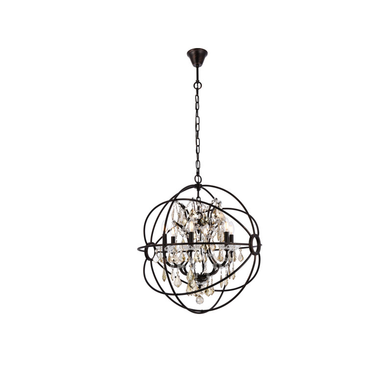 Svante 6 - Light Globe Chandelier, Dark Bronze, Golden Teak (Smoky)