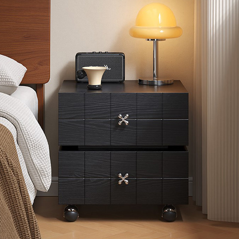 Modern Solid Wood End Table, Black