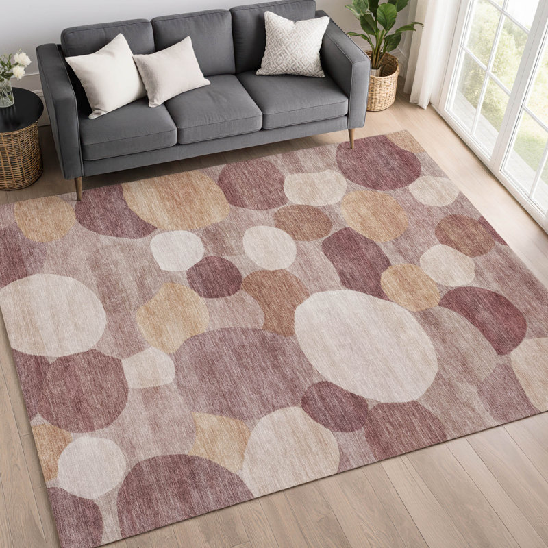 Tapis à pois Premium lavable à la machine AMF2375 Mayfield, Rosé, 10 pi x 14 pi