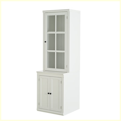 Modern Tall Freestanding Cabinet with Glass Door and Storage for Hallways, Livingroom