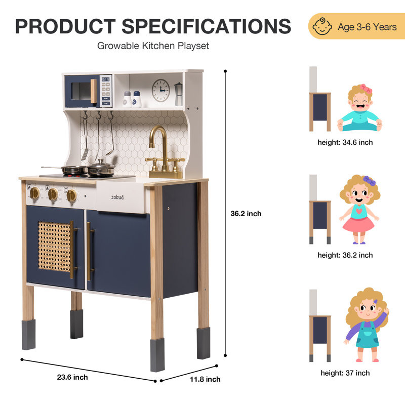 Preschool Play Kitchen Set, Navy Blue