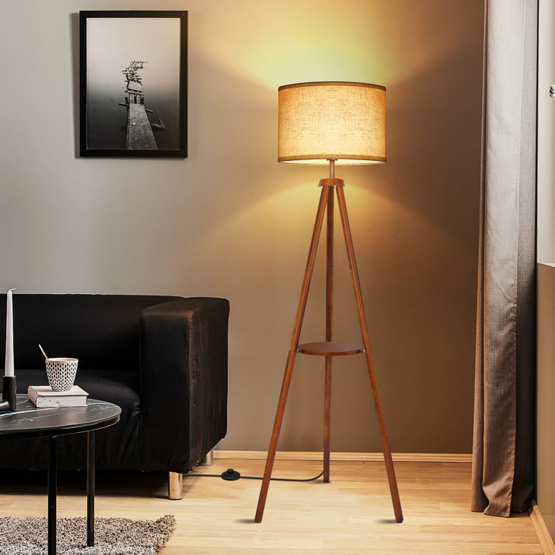 Lampe trépied DEL 63 po Jodanna, Brun