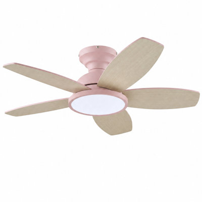 36" Low Profile Flush Mount Small Room Modern Ceiling Fan with LED Light and Remote