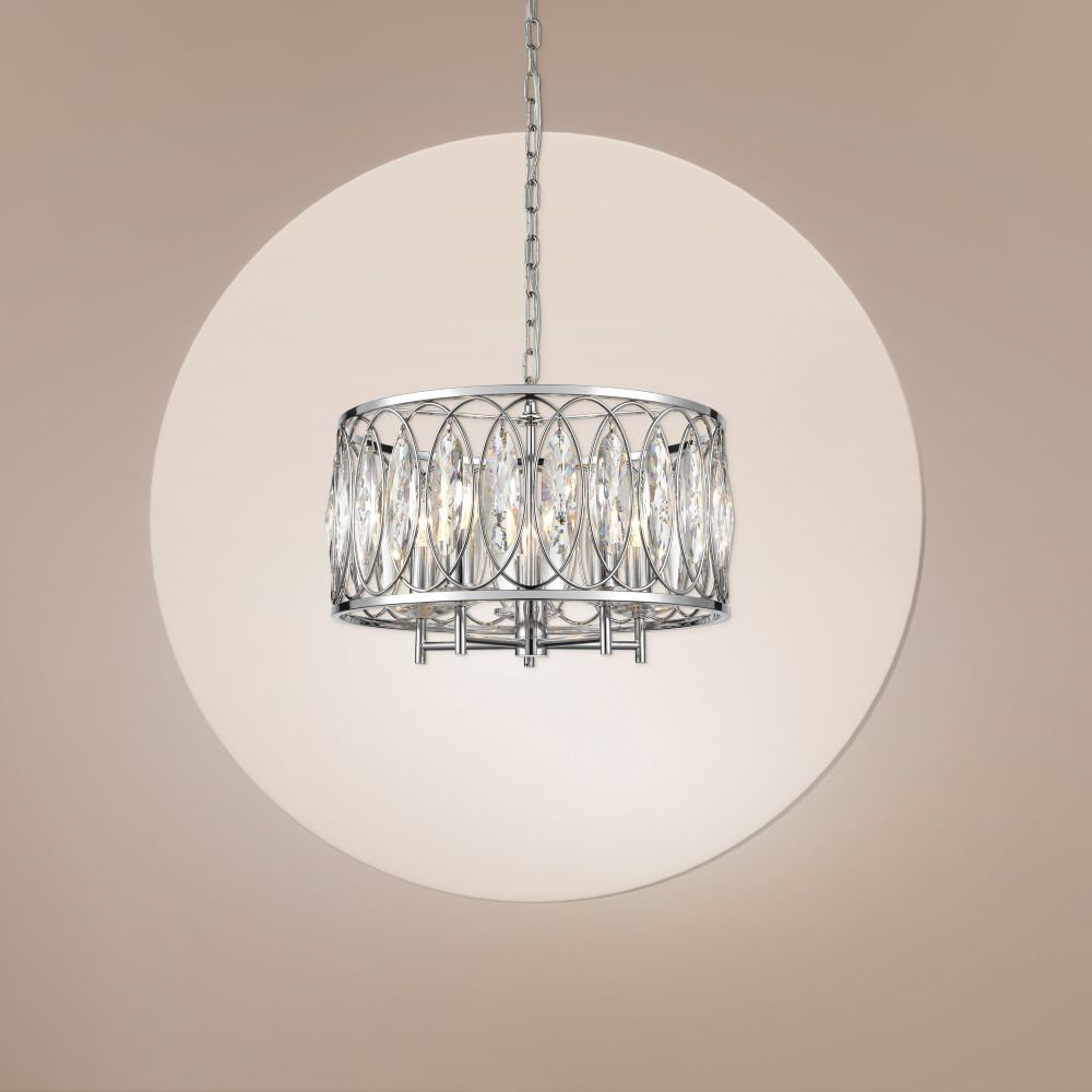 Zelie 5 - Light Chrome Drum Pendant