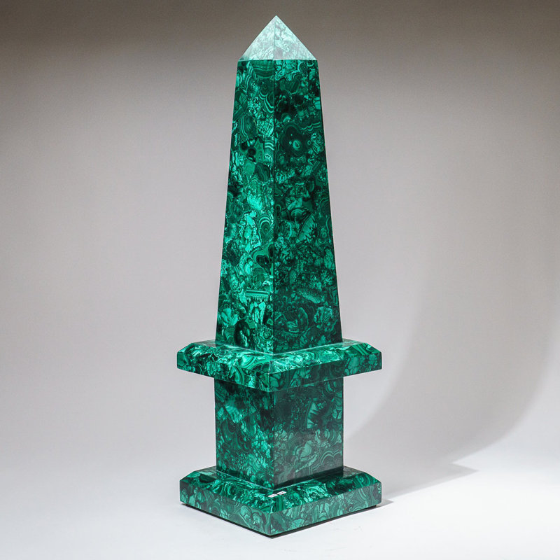 Grand obélisque en malachite polie véritable (16,5 lb), Émeraude