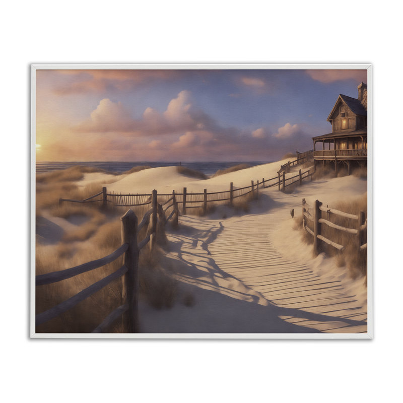 «Hampton Dunes», estampe numérique de Noah Bay, Estampe numérique encadrée blanc bord de mer, H 16 po x l 20 po