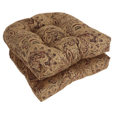 19-Inch Rounded Back Jacquard Chenille Chair Cushion