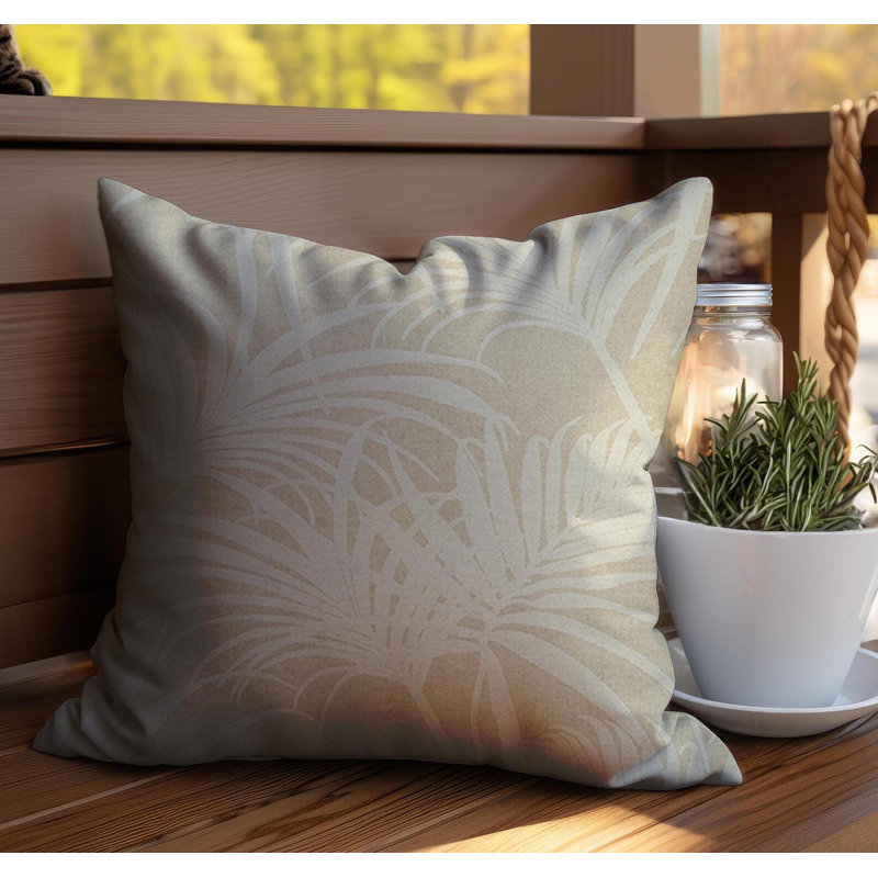 Housse de coussin réversible en mélange de coton et lin Palm, H 17 po x l 17 po