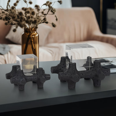 Douwina 2 Pieces Barwa Objects With Crystal Cubes, Black