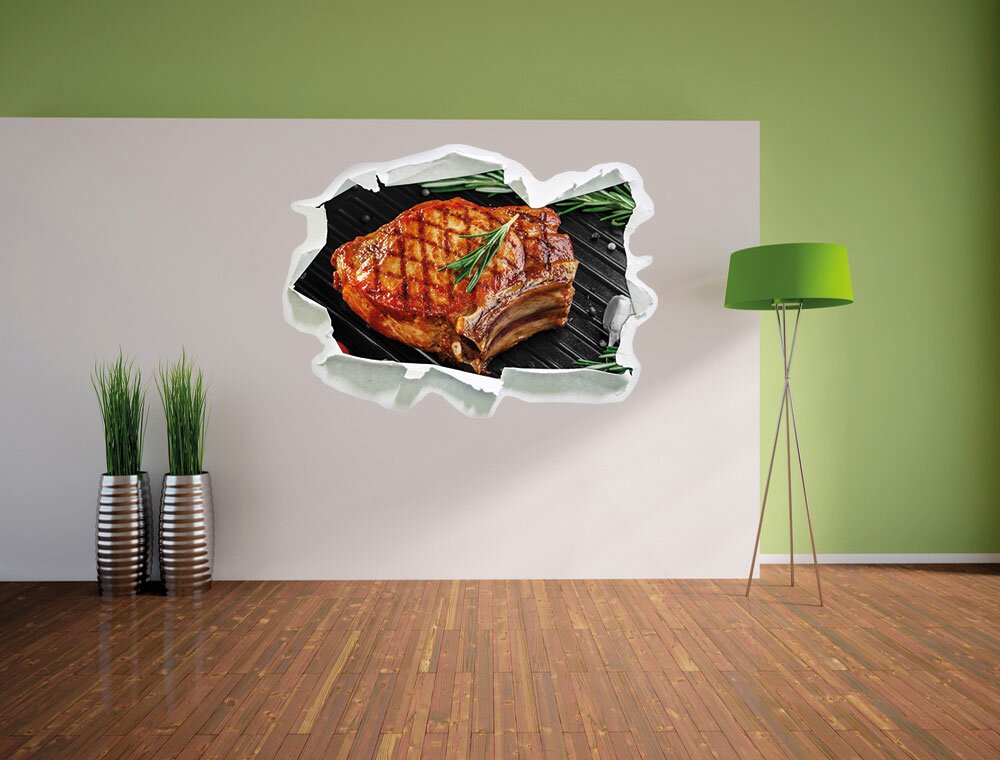 Wandtattoo Leckeres Rumpsteak auf Grill