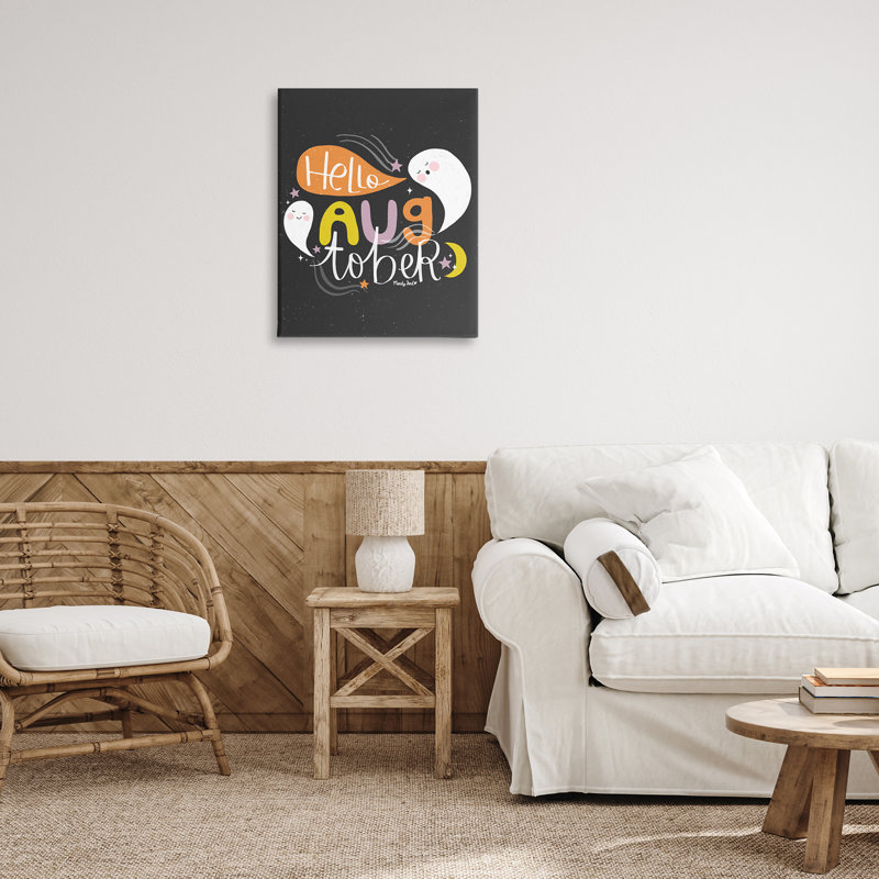 Hello Hello, toile avec fantômes, design par Mandy Ford Art + Illustration, H 30 po x l 24 po