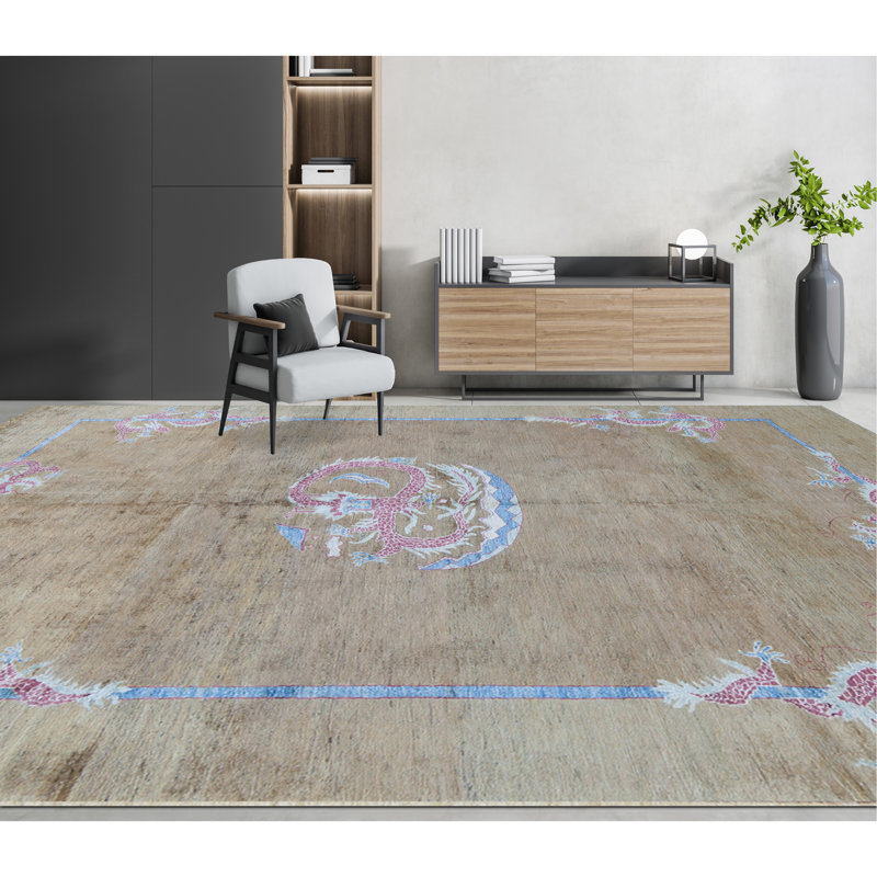 Kotanabad Wool Area Rug in Taupe/Pink/Light Blue