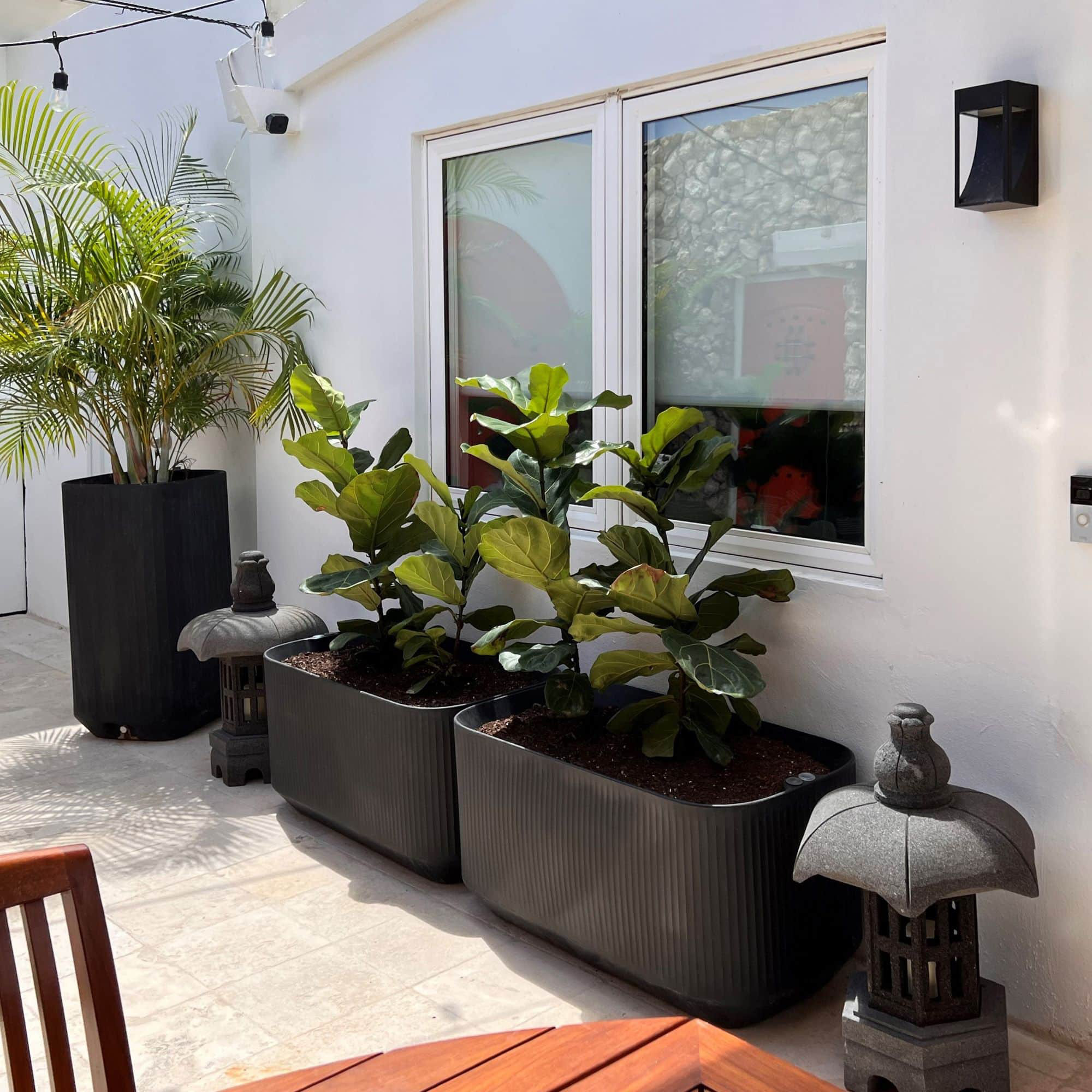 Mod Self Watering Plant Box, 40" x 14" x 30"H - Privacy Planter Wall, Caviar Black