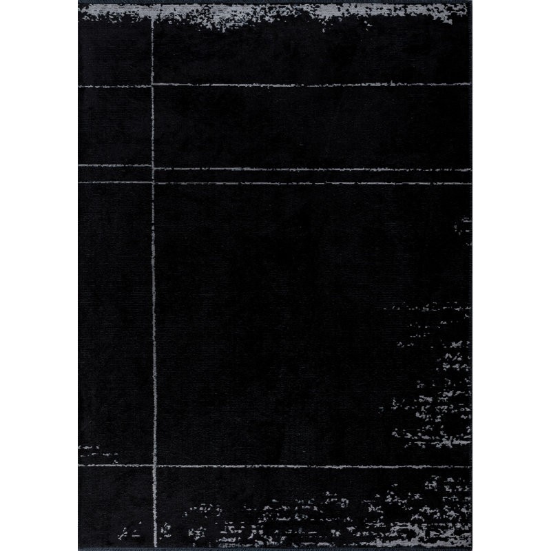 Rapture Gray/Black Abstract Luxury Area Rug, Rectangle 7'10" x 11'2"