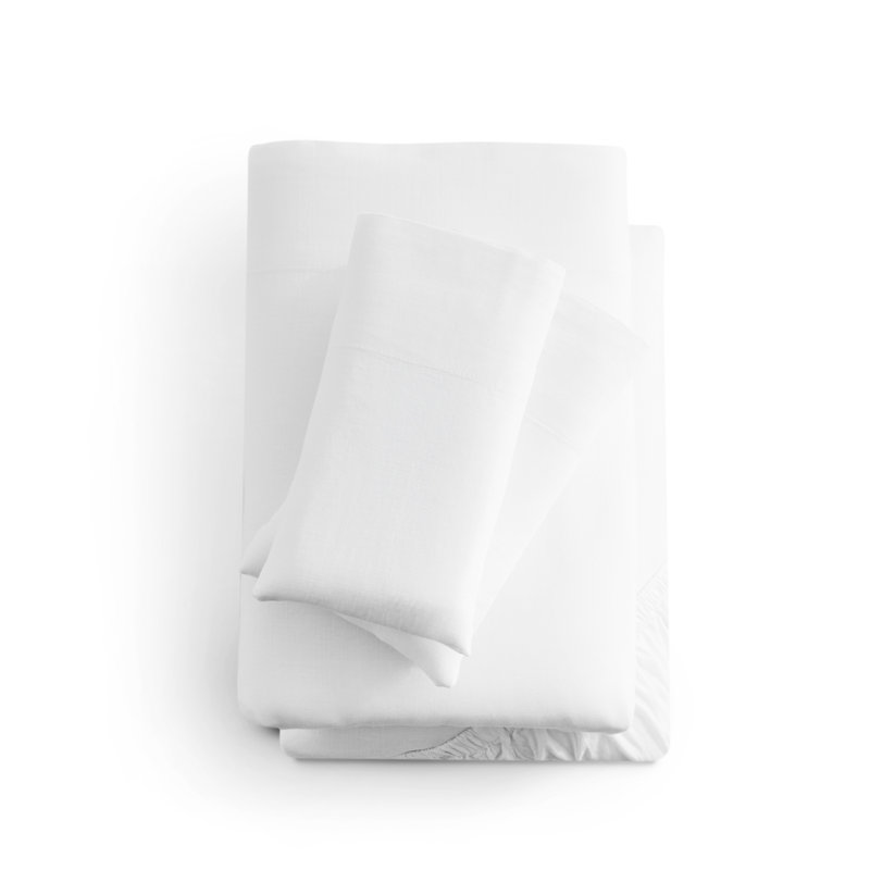 100% Cotton Percale Sheet Set, White, Twin XL Sheet Set + Fitted Sheet + 1 Pillowcase
