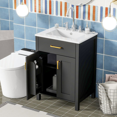 Meuble-lavabo avec lavabo et tablette réglable Raidon