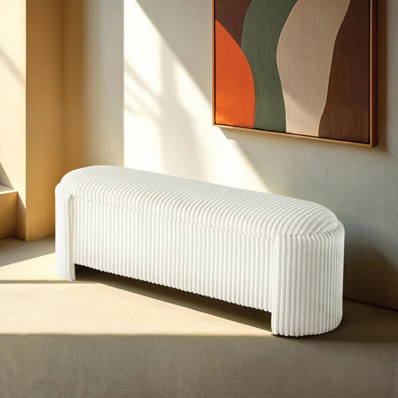 Banc de rangement contemporain l 50 po, blanc, Blanc