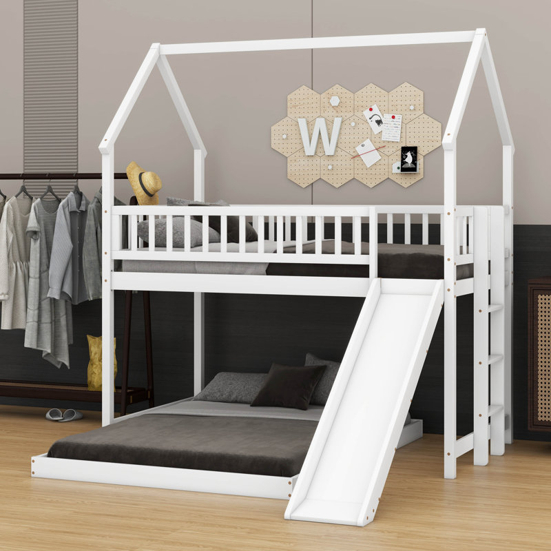 Perrie Kids Twin Over Full L Shape Bunk Bed, White