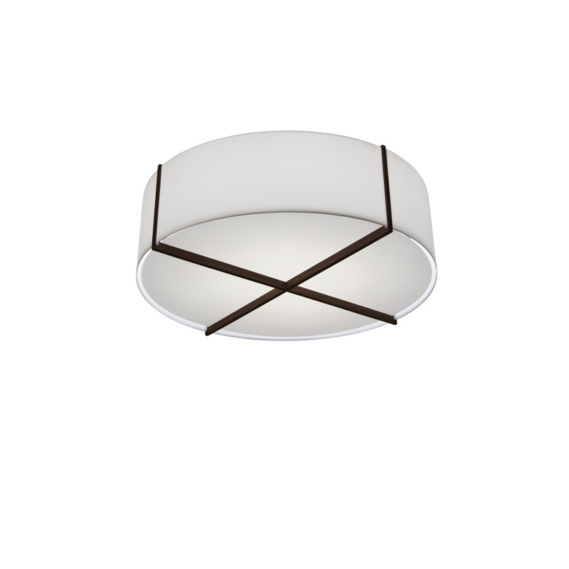 Plura Flush Mount, Frosted Polymer, 7.8" H x 18" W x 18" D, Dark Stained Walnut