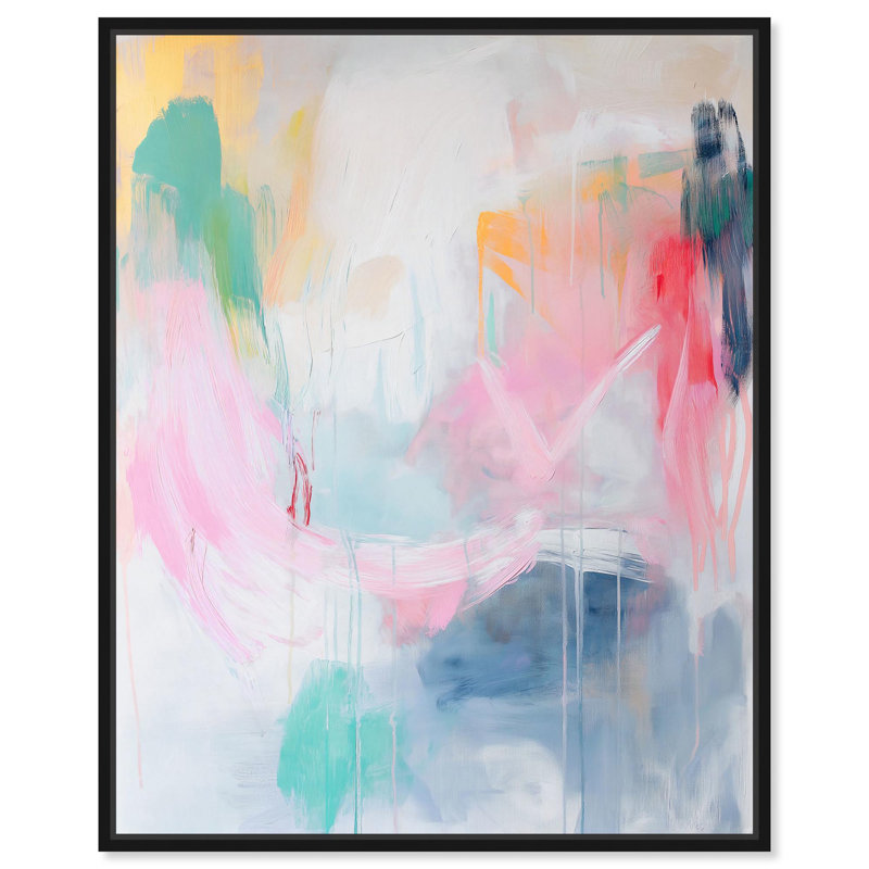 «Pale Rainbows Pastel Abstracts» par Art Remedy, Cadre flottant noir, H 25 po x l 21 po