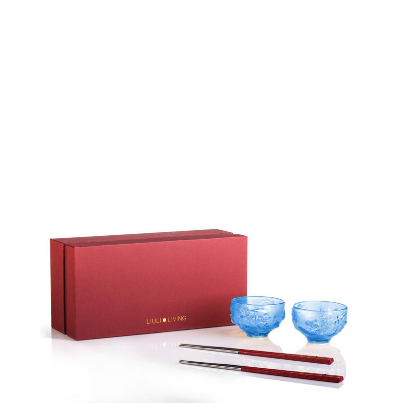 2 Piece the Joy of Fish Bowl and Chopsticks Sculpture Set