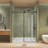 Single Frameless shower door 56-60 "W x 76" H, 1/4 "(6 mm) Clear Tempered Glass, Explosion Proof Film, Stainless Steel Handle, Matte Black-114472262