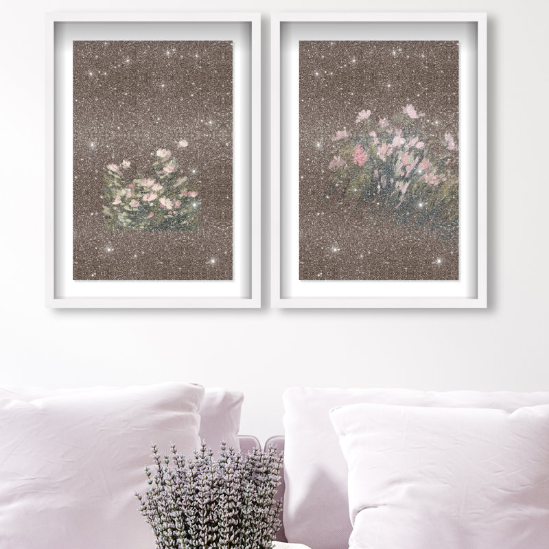 Secret Garden Set Shadowbox Floral & Botanical Print by Oliver Gal, Black Frame, 10 x 15, 17.5"H x 25.5"W, White Shadowbox