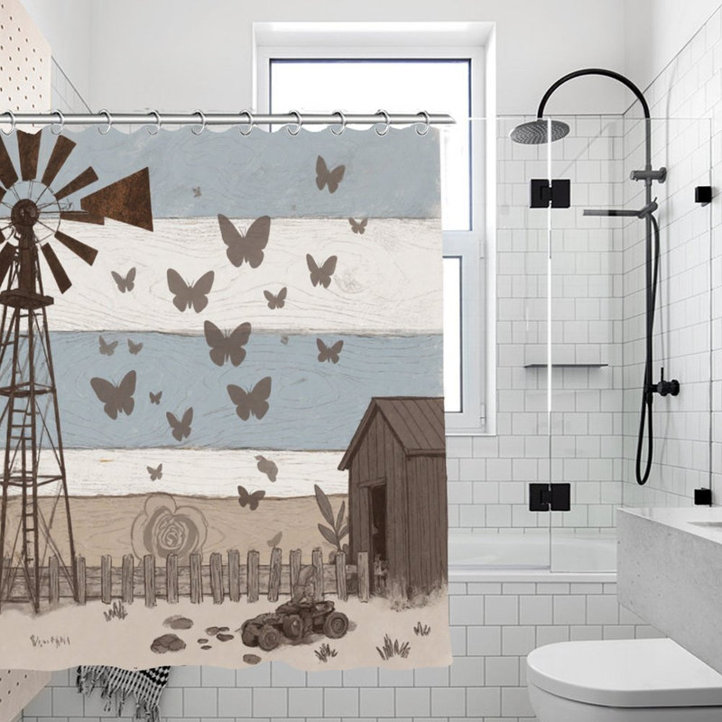 Rideaux de douche Rustic Windmill Butterfly, 71 x 71