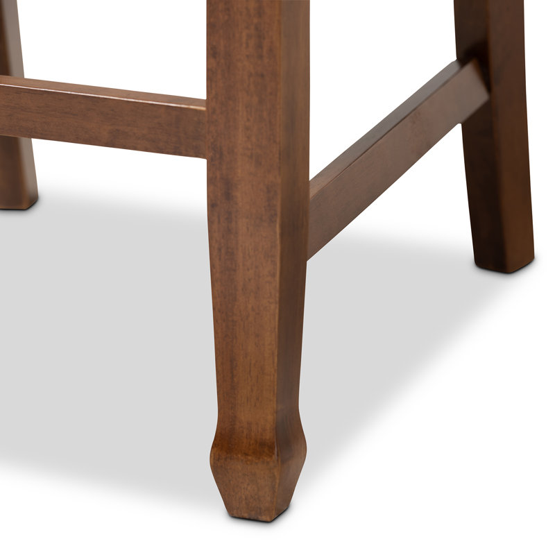 Upholstered Counter Stool with Solid Wood Frame, Grey, Walnut Brown, Bar Stool (29" Seat Height)