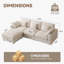 Canapé d'angle modulaire BedLuxury 110 po en chenille moderne avec pouf de rangement-131402779