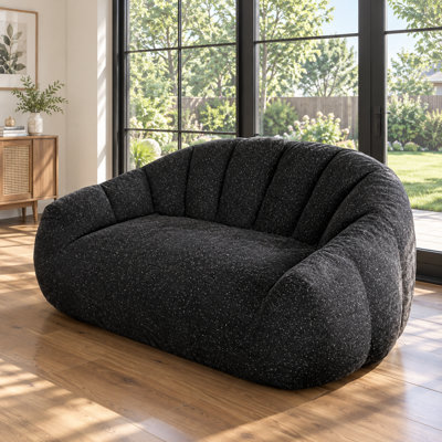 Pouf poire surdimensionné pour 2 personnes, revêtu d'un tissu chenille scintillant, avec assise profonde, rembourrage en mousse haute densité et dossier incurvé. Canapé livré monté, idéal pour le salon, la chambre à coucher et le bureau.