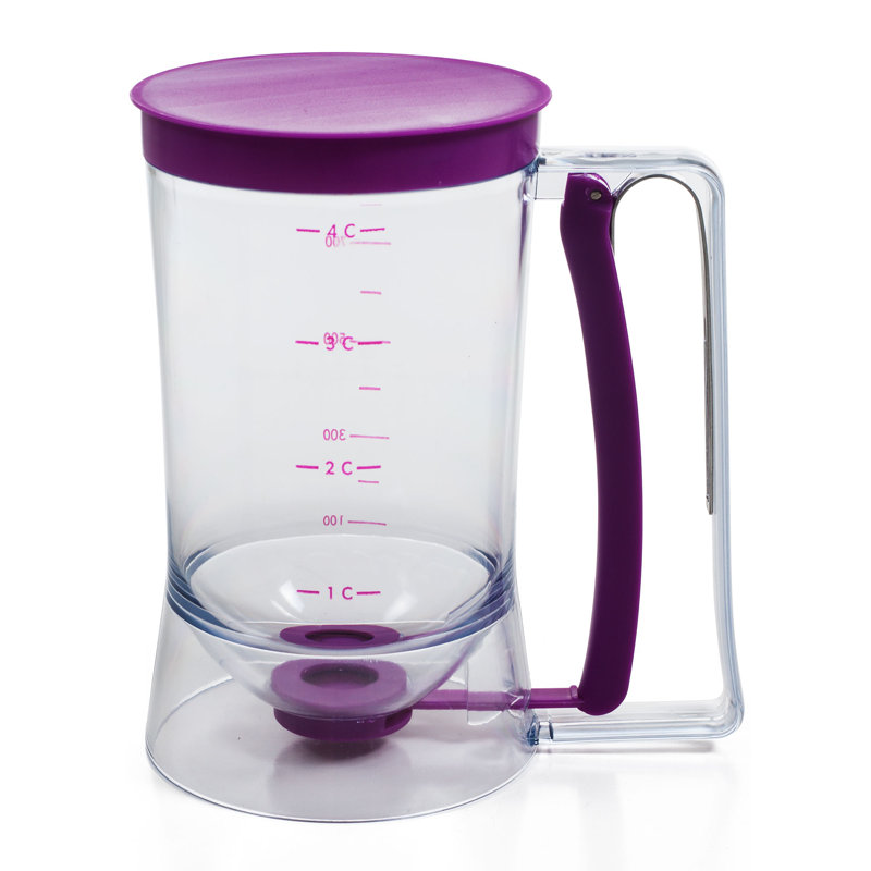 Distributeur de pâte à crêpes - Distributeur de pâte avec poignée pour gaufres, muffins et crêpes - Gadgets de cuisine pour la cuisson (mauve)