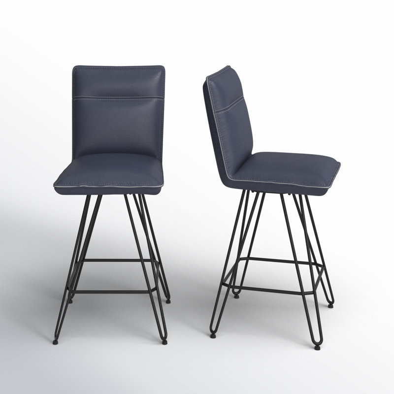 Vangorder Swivel Upholstered Counter Stool with Metal Frame, Bar Stool (29" Seat Height), Cobalt