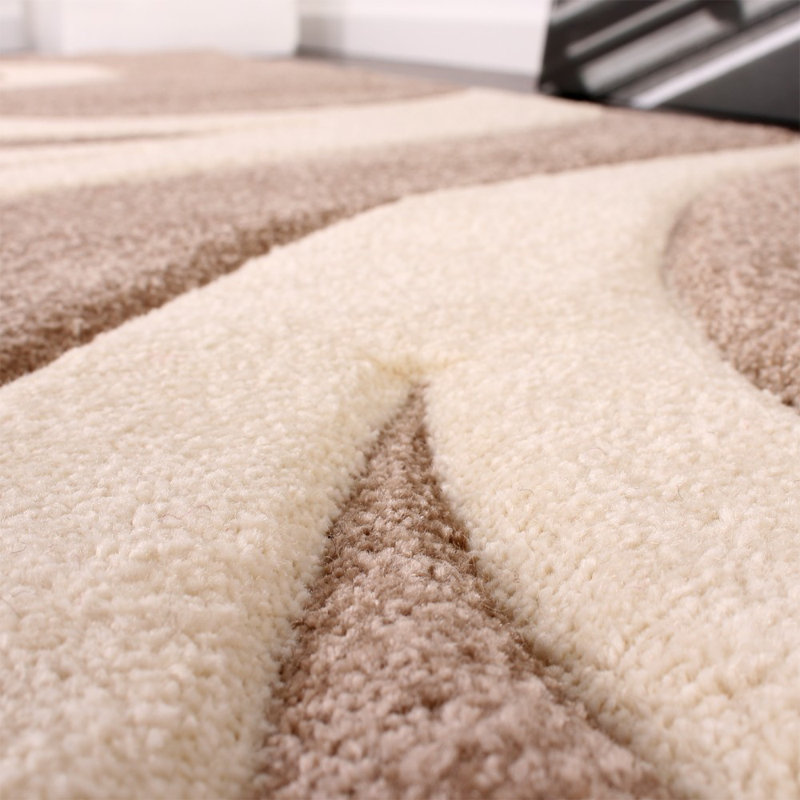 Tapis brun / brun à motif de tourbillons moderne, Rectangle 2 pi 8 po x 4 pi 11 po