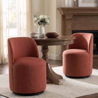 Fauteuil d'appoint pivotant en lin, tabouret de meuble-lavabo rond à dossier courbé, fauteuil d'appoint rembourré confortable pour coin-salon de chambre à coucher