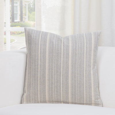 Cottage Striped Cotton Blend Throw Pillow