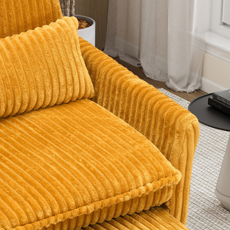 Chaise d'appoint convertible rembourrée en velours côtelé, Jaune