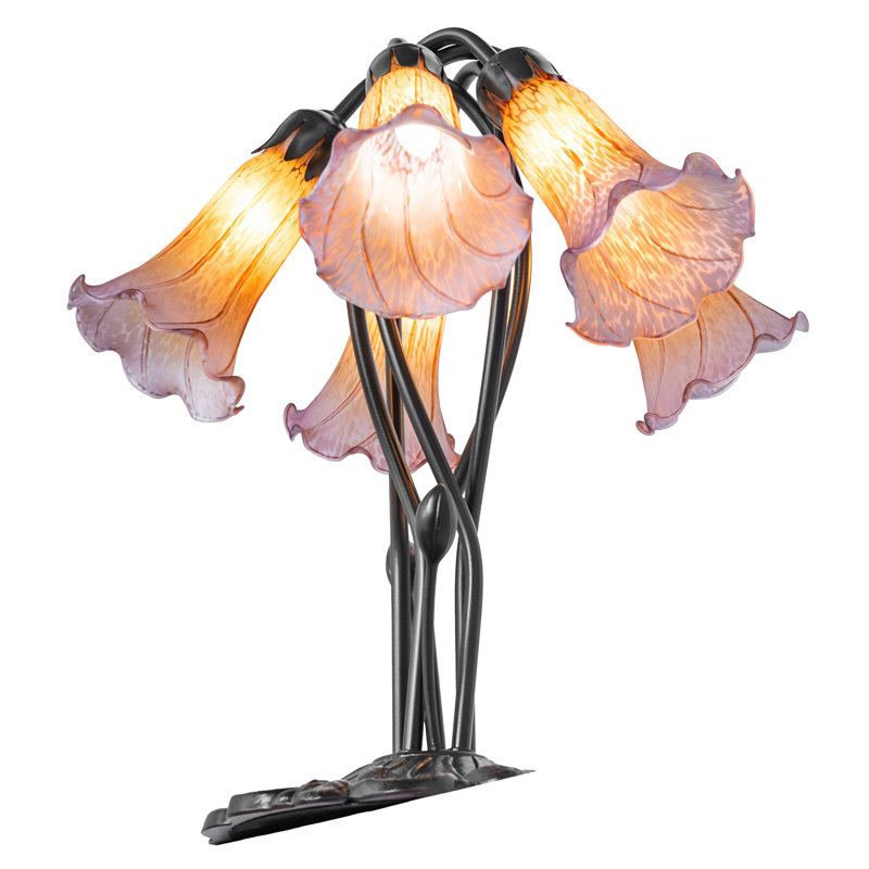 Lampe de table 16 lumières Tiffany Pond, Mauve / ambre, Unipolaire