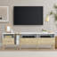 Meuble télé moderne avec 3 tiroirs et tablettes ouvertes, centre de divertissement pour téléviseurs de 80 po ou moins, conception de couleur assortie