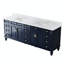 Meuble-lavabo Gamella 84 po L x 35 po H en bois massif, avec comptoir en quartz blanc de Carrare et double lavabo, bleu marine-1536459239-1500794681