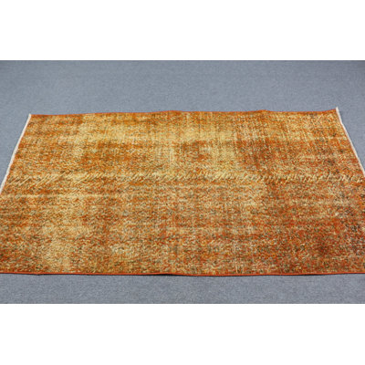 Handwoven Turkish Accent Rug With Abstract Design In Warm Earthy Tones For Unique Home Decor