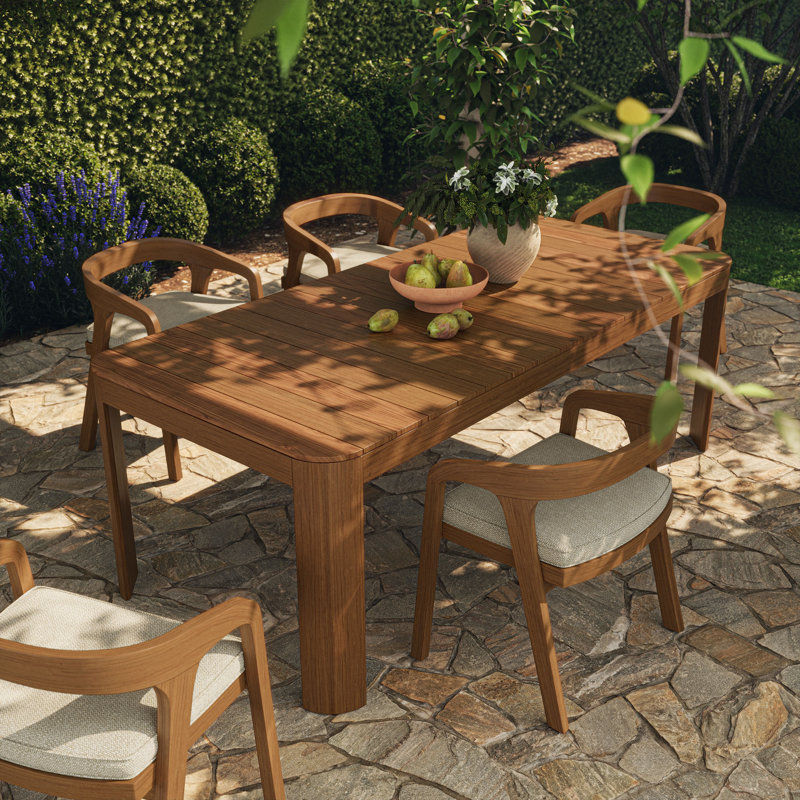 Table de salle à manger d'extérieur Kona de 87 pouces en teck naturel, Naturel