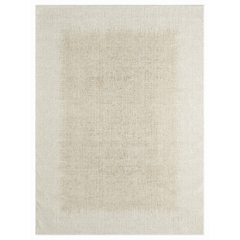 Abstract Machine Made Area Rug, Ivory Beige, Rectangle 160 x 221 cm