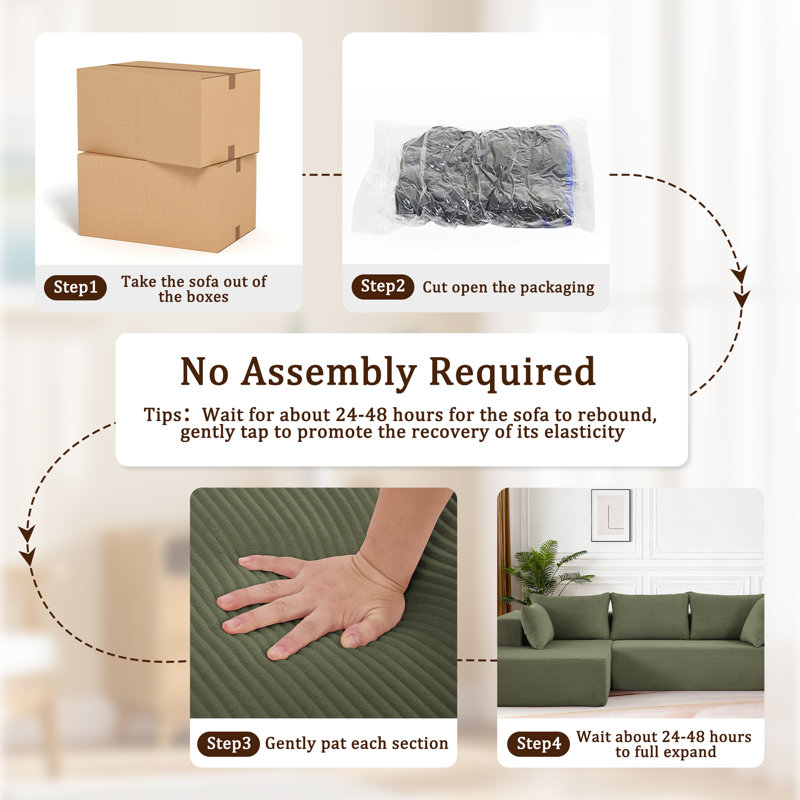 Modular Sectional Sofa , Convertible L-shaped Sofa, Freely Combined Sofa Couch With Pillows For Living Room, Corduroy, Green