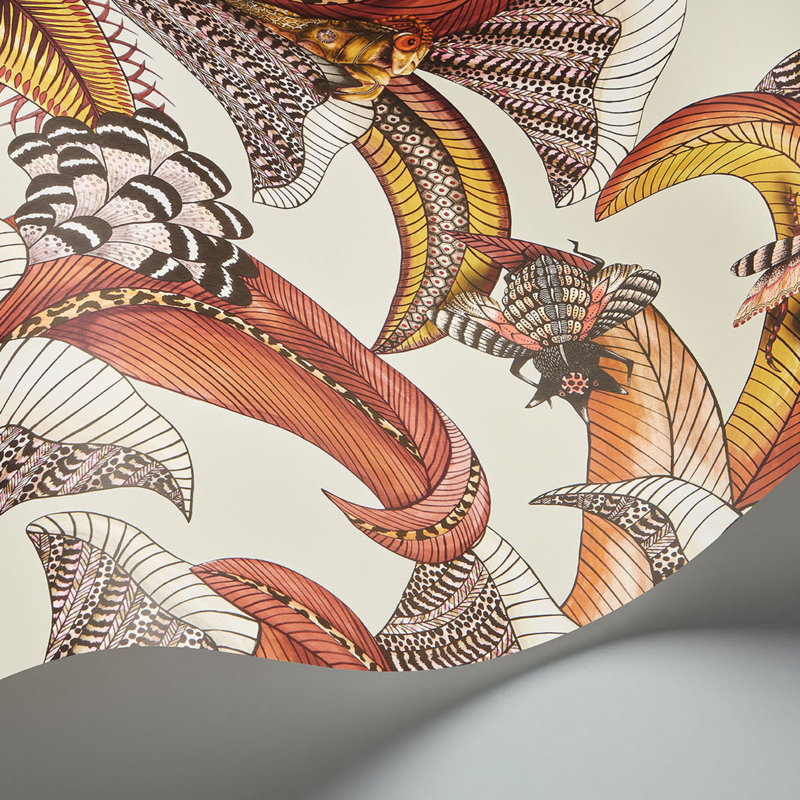 Ardmore-Jabula Hoopoe Leaves 33' L x 20.5" W Wallpaper Roll, Canary Yellow/Fuchsia/Stone